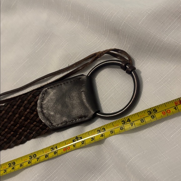 VTG Express Dark Brown Braided Leather Waist Belt SZ L  w/Metal Rings Boho Indie - Picture 8 of 11
